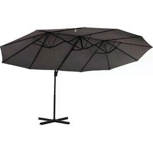 Outsunny Parasol Déporté XXL Protection Solaire Diamètre de 2 7 m Hauteur de 2 5 m Inclinable Rotatif à 360° avec Manivelle Pied en Croix Gris