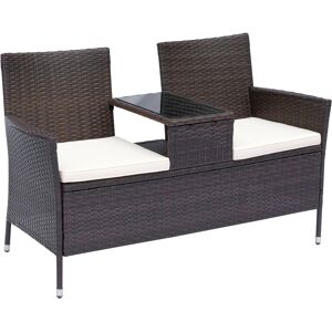 Outsunny Fauteuil de Jardin 2 Places Tabla Basse au Milieu PE Résine Tressée Imiation Rotin 133 x 63 x 84 cm Brun aosom france