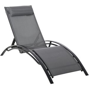 Outsunny Bain de Soleil transat chaise longue Design Contemporain inclinable Multi-Positions tétière Amovible Incluse 171L x 64l x 82H cm Gris