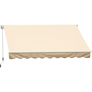 Outsunny Store banne Store balcon manuel rétractable alu. polyester imperméabilisé haute densité 4 x 2,5 m beige   Aosom France