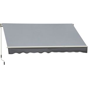 Outsunny Store banne manuel rétractable alu. polyester imperméabilisé haute densité 4 x 2,5 m gris