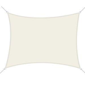 Outsunny Voile d'Ombrage Rectangulaire 6 x 4 m Polyester Imperméabilisé Haute Densité 160 g/m² Crème