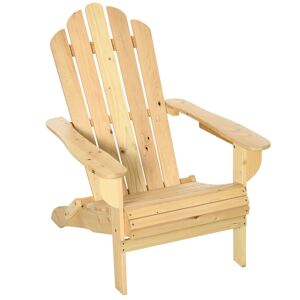 Outsunny Fauteuil Adirondack pliable de jardin grand confort dossier incliné assise profonde bois de pin traité peint naturel