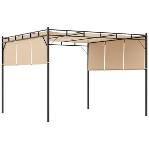 Outsunny Pergola avec 3 toiles rétractables 3L x 3l x 2,2H m structure acier - beige et noir