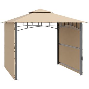 Outsunny Tonnelle pavillon de jardin 3x3m avec double toit pour ventilation auvents réglables structure en métal tissu polyester beige
