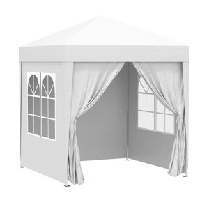 Outsunny Tonnelle de Jardin Tente Pliante Barnum Pop-up 2 x 2 m 4 parois latérales Amovibles 2 fenêtres Sac de Transport Blanc