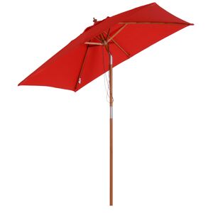 Outsunny Parasol de Jardin Rectangulaire Inclinable Terrasse Balcon Patio Piscine Bois Massif Bambou 2 x 1,5 x 2,3 m Rouge