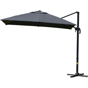 Outsunny Parasol déporté carré inclinable pivotant 3 x 3 x 2,7 m manivelle protection solaire polyester très haute densité 250 g/m² gris foncé