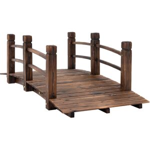 Outsunny Pont de jardin décoration extérieure pont de bassin passerelle en bois 152,5 x 67 x 48 cm bois de sapin carbonisé