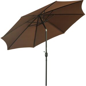 Outsunny Parasol en métal rond polyester 180g/m² manivelle inclinable Ø 3 x 2,45 m chocolat