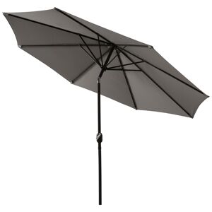 Outsunny Parasol en métal rond polyester 180g/m² manivelle inclinable Ø 3 x 2,45 m gris clair