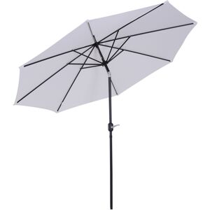 Outsunny Parasol en métal Rond Polyester 180g/m² protection solaire anti-UV manivelle inclinable Ø 3 x 2,5 m Blanc