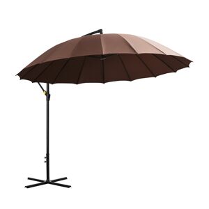 Outsunny Parasol déporté ronde diamètre 2,96 m parasol inclinable manivelle mât métal tissu polyester haute densité 180 g/m² brun
