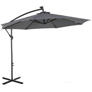 Outsunny Parasol déporté solar LED à manivelle inclinable manivelle métal époxy Ø 3 x 2,6H m gris