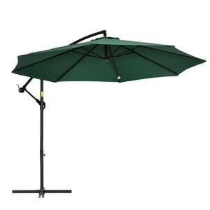 Outsunny Parasol déporté hexagonale 2,9 m inclinable avec manivelle et dispositif de rotation 360 ° protection UV acier vert   Aosom France