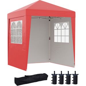 Outsunny Tonnelle barnum de jardin pop-up pliant réglable en hauteur protection UV 30+ 3 parois latérales rouge   Aosom France