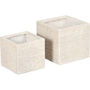 Outsunny Lot de 2 pots de fleurs empilables en oxyde de magnésium avec trou de drainage pour intérieure extérieur beige   Aosom France