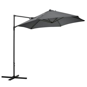 Outsunny Parasol déporté octogonal mât en acier, inclinable et pivotant à 360 ° diamètre 256 cm gris anthracite   Aosom France