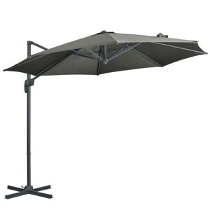 Outsunny Parasol déporté octogonal inclinable manivelle avec pied en acier Ø 2,94 x 2,48H m gris   Aosom France