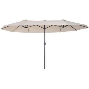 Outsunny Parasol de jardin XXL parasol grande taille 4,6L x 2,7l x 2,4H cm ouverture fermeture manivelle acier polyester haute densité crème