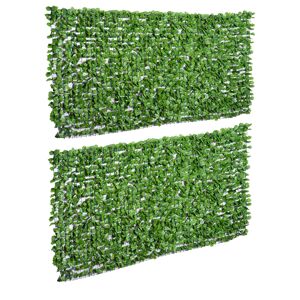 Outsunny Lot de 2 haies artificielles érable Brise-Vue décoration Rouleau 3L x 1,5H m Feuillage réaliste Anti-UV Vert