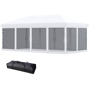 Outsunny Tonnelle Barnum Pliant Pop-up 6 x 3 m moustiquaires amovibles + Sac de Transport Crème Noir