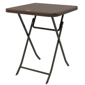 Outsunny Table de jardin extérieur pliable style cosy chic dim. 60L x 60l x 71H cm métal époxy résine tressée HDPE marron