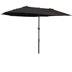 Outsunny Parasol de jardin XXL parasol grande taille ouverture fermeture manivelle acier polyester haute densité noir