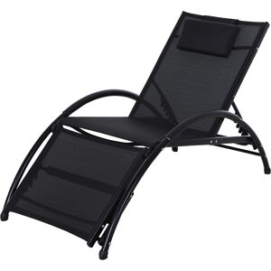 Outsunny Chaise Longue Inclinable Bain de soleil design contemporain inclinable réglable Structure robuste en aluminium 66L x 152l x 81H cm noir