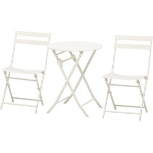 Outsunny Salon de jardin bistro pliable - table ronde Ø 60 cm avec 2 chaises pliantes - acier blanc