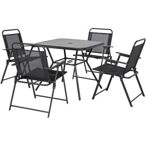 Outsunny Ensemble de jardin 1 table carrée et 4 chaises pliantes salon de jardin en métal époxy pour 4 pers - noir