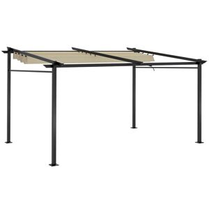 Outsunny Pergola rétractable 4 x 3 m structure métal époxy anticorrosion toile Polyester180 g/m² Incluse Beige