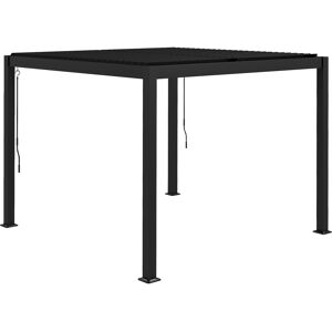 Outsunny Pergola 3 x 3 m bioclimatique tonnelle avec lames orientables manivelle, style contemporain UV, aluminium - noir