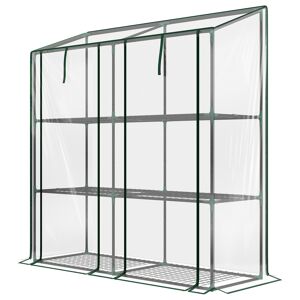 Outsunny Mini serre de jardin 3 niveaux avec bâche en plastique, 2 portes enroulables, 6 étagères, dim. 143L x 46l x 141/151H cm