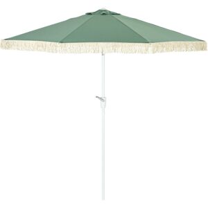 Outsunny Parasol de jardin parasol extérieur inclinable parasol à franges avec manivelle 8 baleines dim. Ø 2,65 x 2,45 H m vert