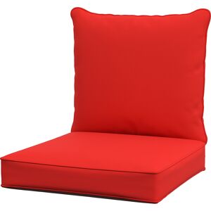 Outsunny Lot de 2 coussins matelas assise dossier pour chaise de jardin chaise longue intérieur et extérieur polyester rouge