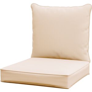 Outsunny Lot de 2 coussins matelas assise dossier pour chaise de jardin chaise longue intérieur et extérieur polyester beige