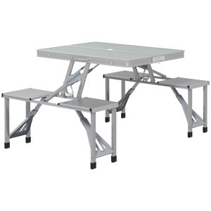 Outsunny Ensemble table et chaise de camping pliant forme valise pique-nique, aluminium, dim. 85,5L x 67,5l x 67H cm