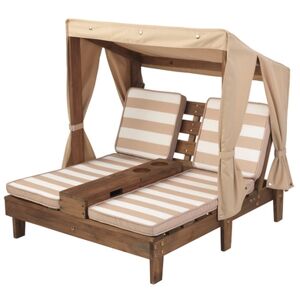 Kidkraft® Chaise longue enfant double bois, porte-boissons beige 534