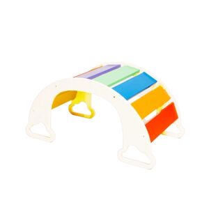 Family-SCL Echelle d'escalade enfant bascule Rainbow bois blanc/arc-en-ciel 40x75 cm