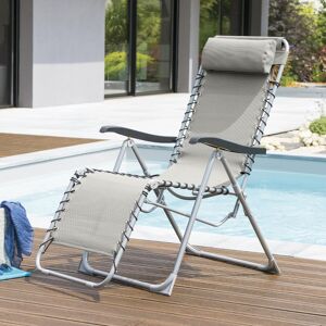 Hespéride Fauteuil relax de jardin SILOS Galet Acier traité époxy, Texaline Hespéride