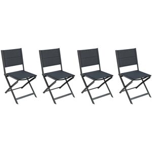 Hespéride Lot de 4 chaises jardin pliantes ALLURE Poivre   Graphite Aluminium, Texaline matelassée Hespéride