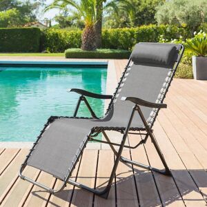 Hespéride Fauteuil relax de jardin SILOS Anthracite Acier traité époxy, Texaline Hespéride