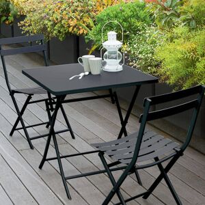 Hespéride Table de jardin pliante carrée GREENSBORO Graphite 2 places - Acier traité époxy, Traitement antirouille renforcé Hespéride