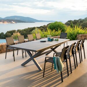 Hespéride Table de jardin extensible AXIOME Ardoise granitée 10 places - Aluminium traité époxy Hespéride