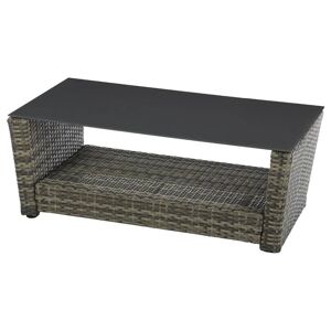 Hespéride Table basse de jardin POLYNÉSIA Havane 100 x 54 38 cm - Aluminium traité époxy, Résine tressée, Verre trempé Hespéride