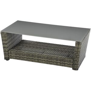 Hespéride Table basse de jardin POLYNÉSIA Naturae 100 x 54 38 cm - Aluminium traité époxy, Résine tressée, Verre trempé Hespéride