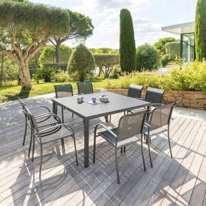 Hespéride Table de jardin carrée PIAZZA Graphite 8 places - Aluminium traité époxy Hespéride