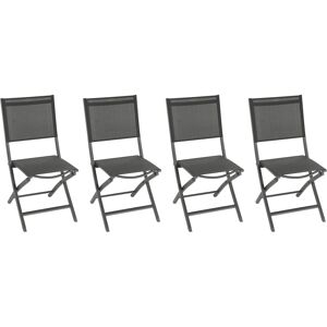 Hespéride Lot de 4 chaises jardin pliantes ESSENTIA Anthracite   Graphite Aluminium traité époxy, Texaline Hespéride