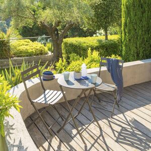 Hespéride Table de jardin pliante ronde GREENSBORO Tonka 2 places - Acier traité époxy, Traitement antirouille renforcé Hespéride